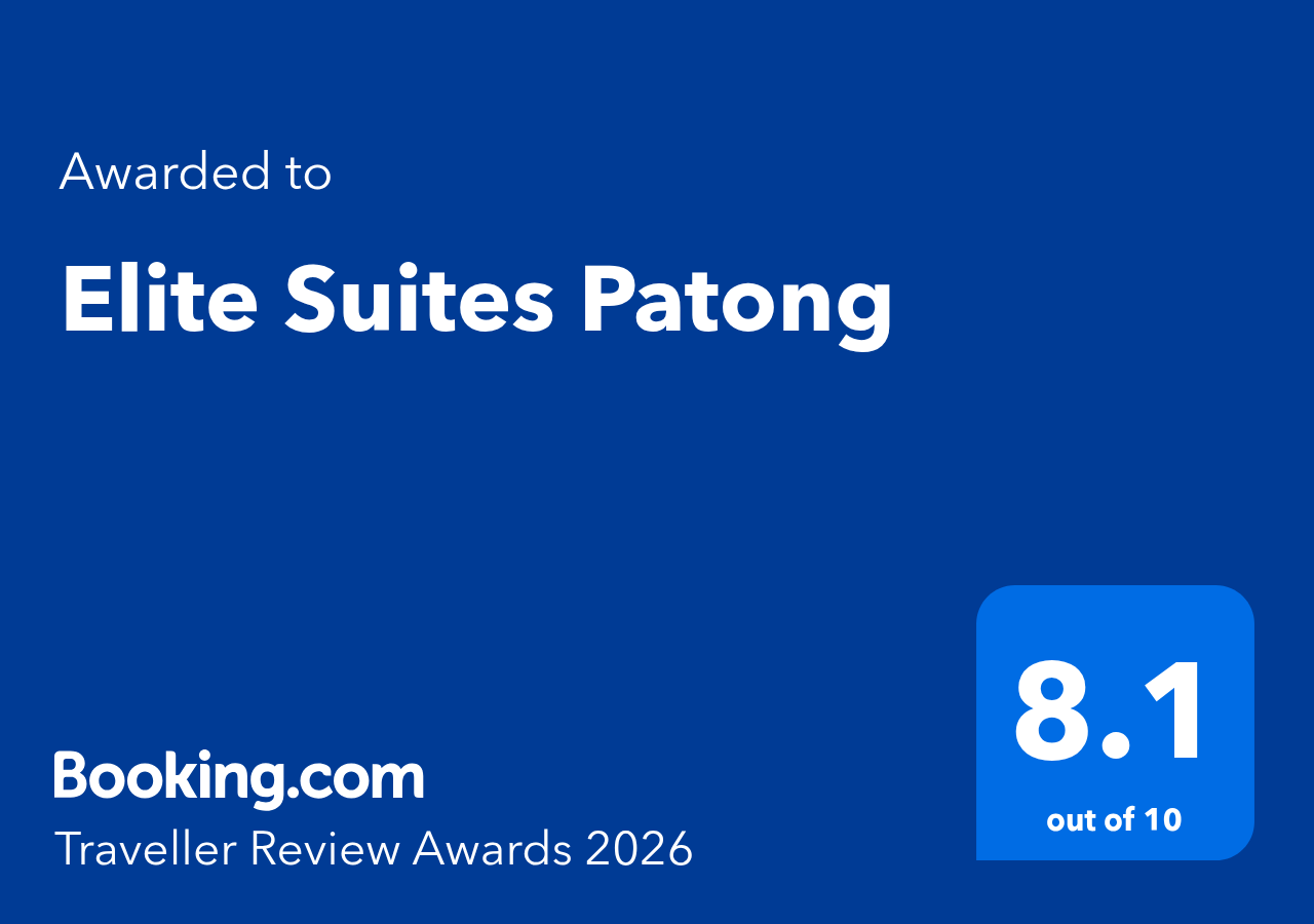 Booking.com Traveller Review Award 2026 — Elite Suites Patong rated 8.1 out of 10